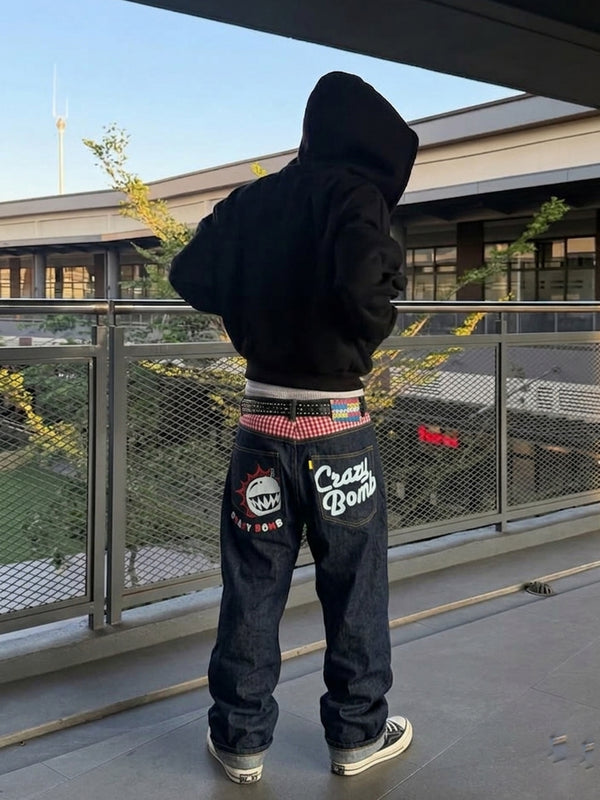 Crazy Bomb Archive "Shark Bomb" Graphic Denim - Indigo Red