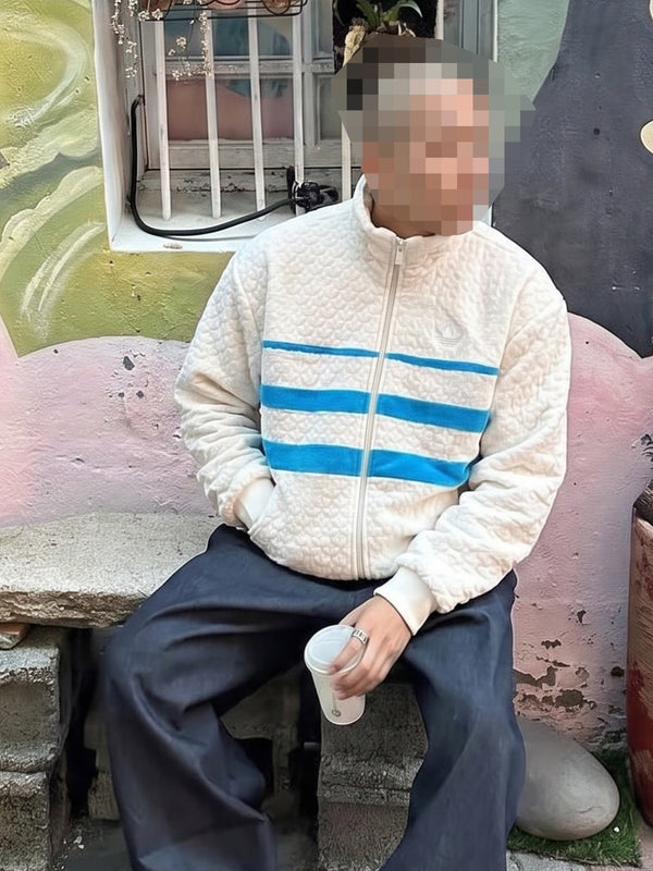 Adidas Originals "Monogram Quilt" Track Jacket - Cloud White & Azure Blue