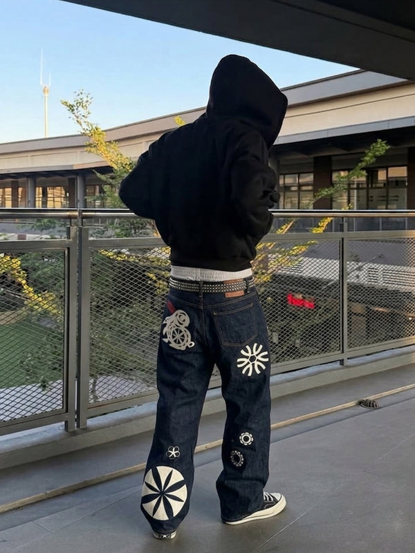 Oniarai Archive "Japanese Rabbit Graphics" Raw Denim Jeans - Indigo