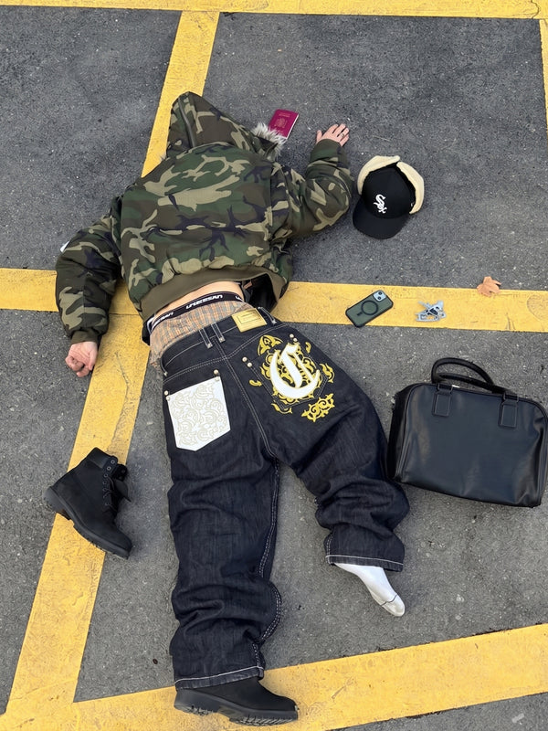 Coogi Luxury Archive "If Luxe Could Kill" Big Logo Jeans - Black Contrast Stitch