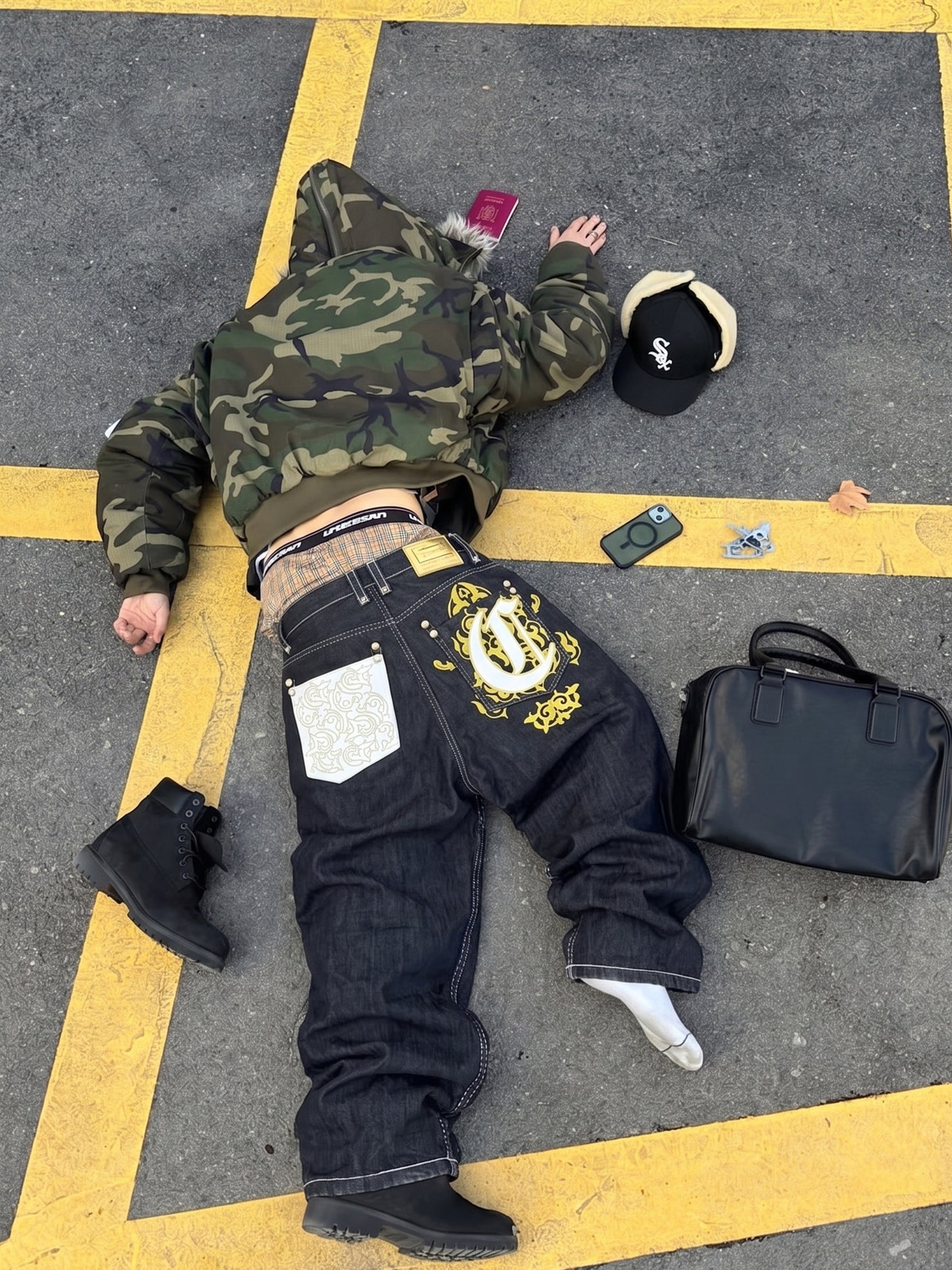 Coogi Luxury Archive "If Luxe Could Kill" Big Logo Jeans - Black Contrast Stitch