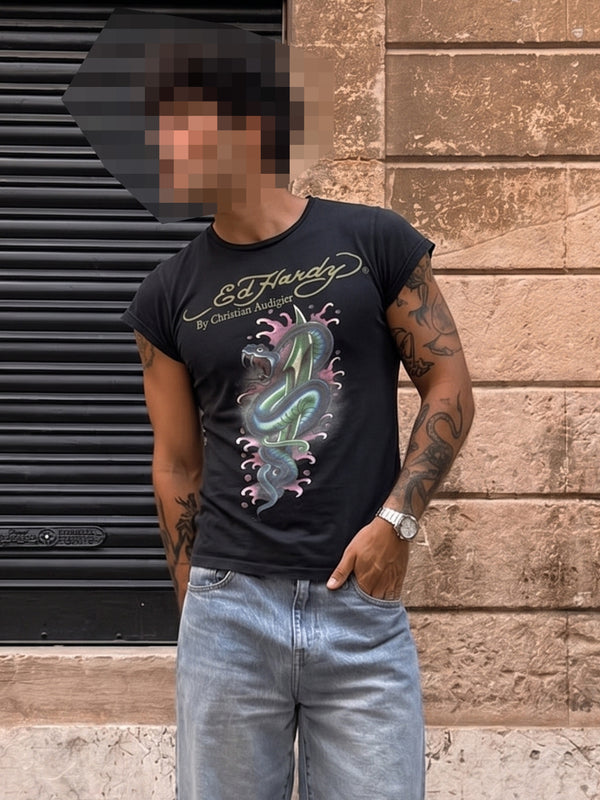Ed Hardy by Christian Audigier Archive "Serpent Blade" Tee - Black