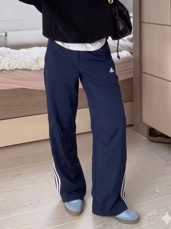 Adidas Vintage Y2K Gorpcore Wide Leg Pants - Navy & White
