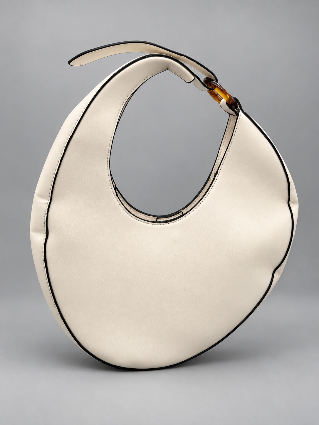 Vintage Y2K Crescent Moon Shoulder Bag - Off-White / Black & Tortoiseshell