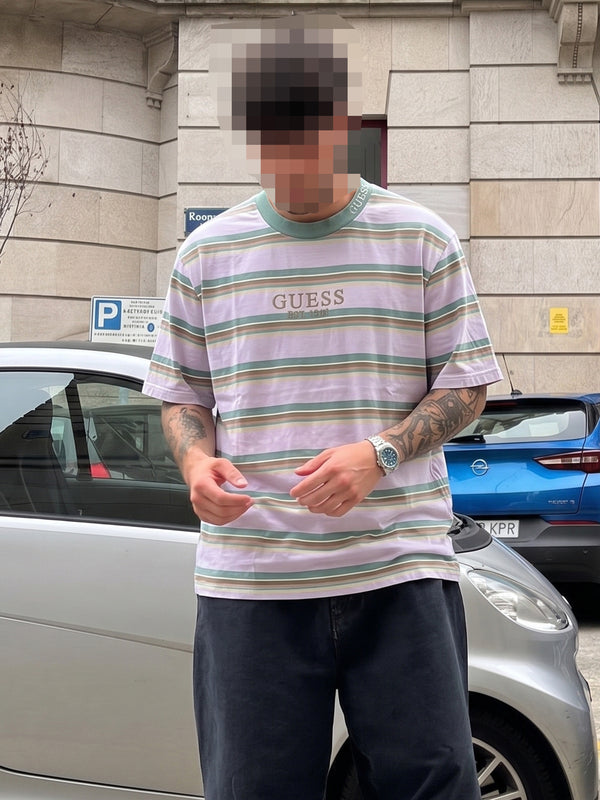 Guess Originals "Retro Stripe" Boxy Tee - Sage & Lavender