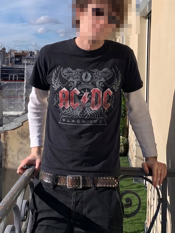 Vintage AC/DC "Black Ice" Graphic Tee - Washed Black / Grunge Core