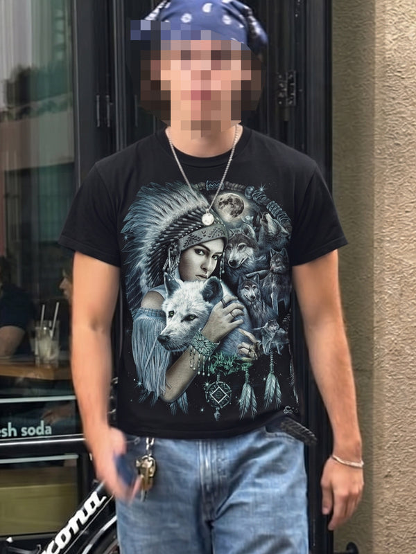 Caballo "Mystic Wolves" Graphic Tee - Black