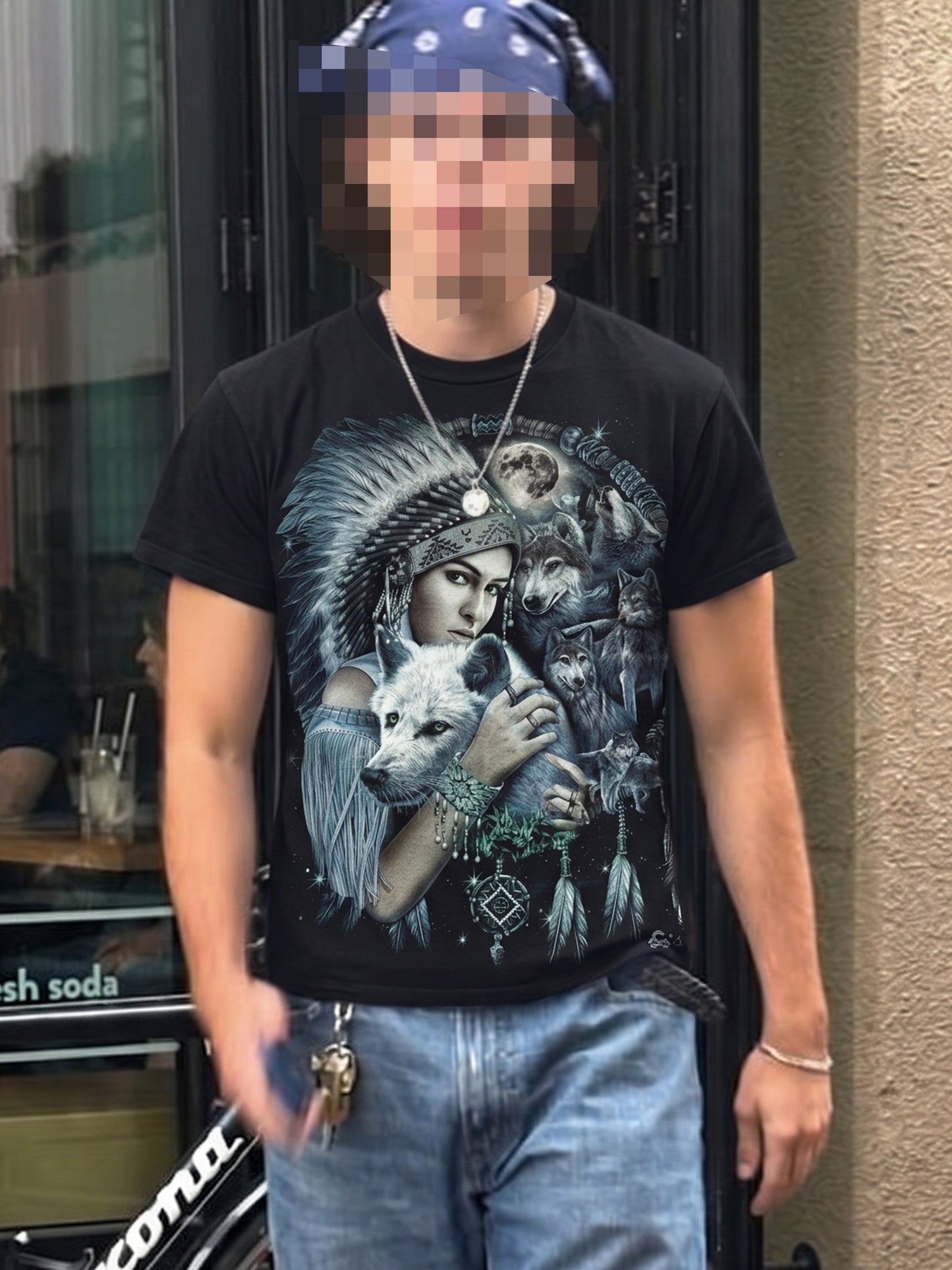 Caballo "Mystic Wolves" Graphic Tee - Black