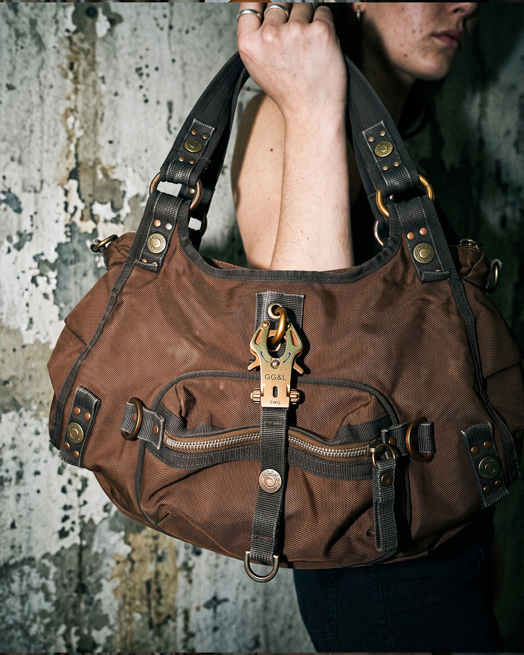 George Gina & Lucy "HEARTQUAKE!" Shoulder Bag - Brown / Pink