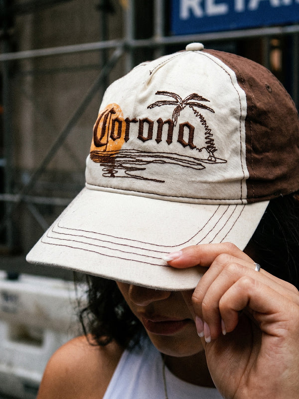 Vintage Corona Extra Embroidered Palm Tree Cap - Brown / Cream