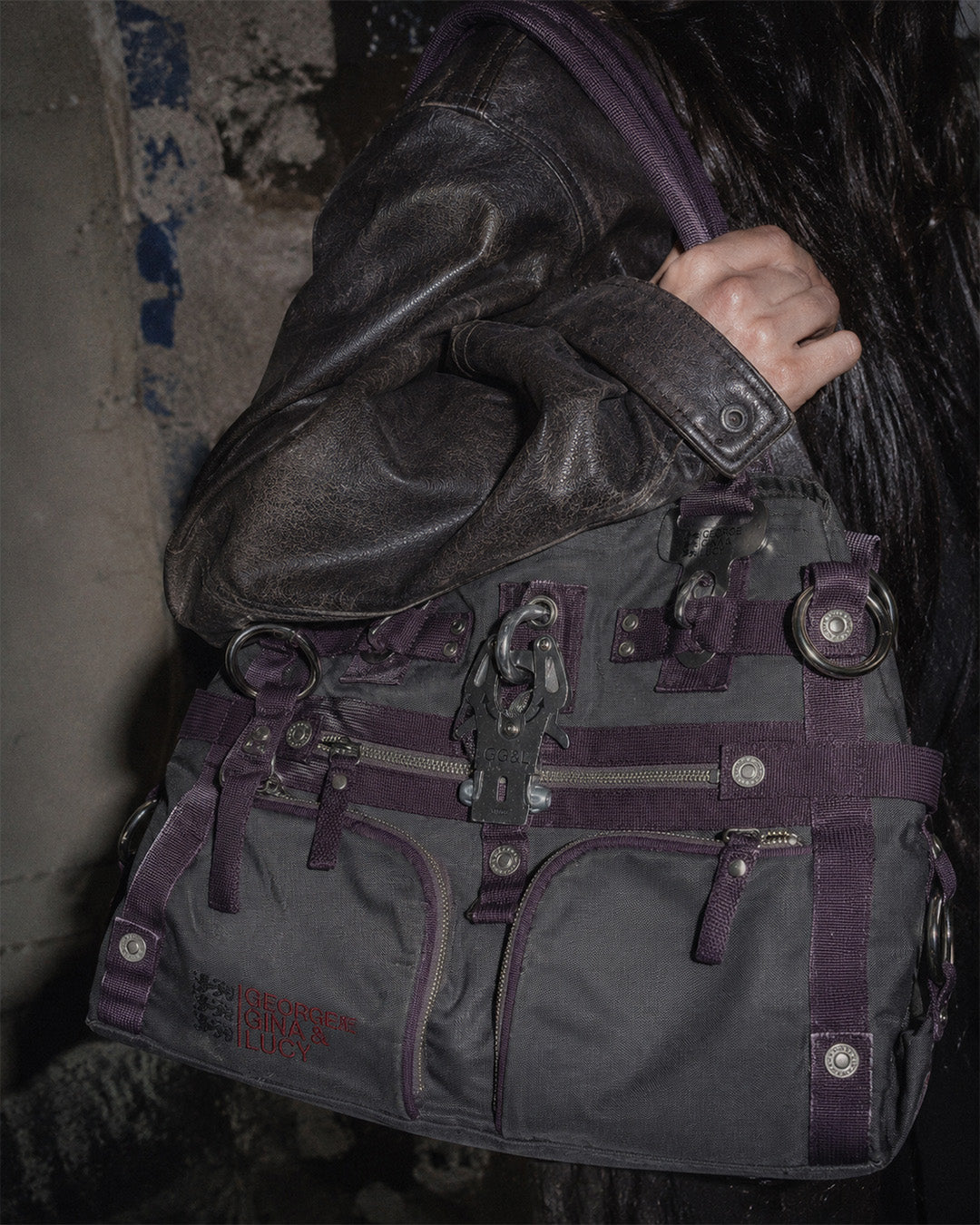 George Gina & Lucy Archive "Doyourthing" Shoulder Bag - Purple / Brown / Cyber Y2K