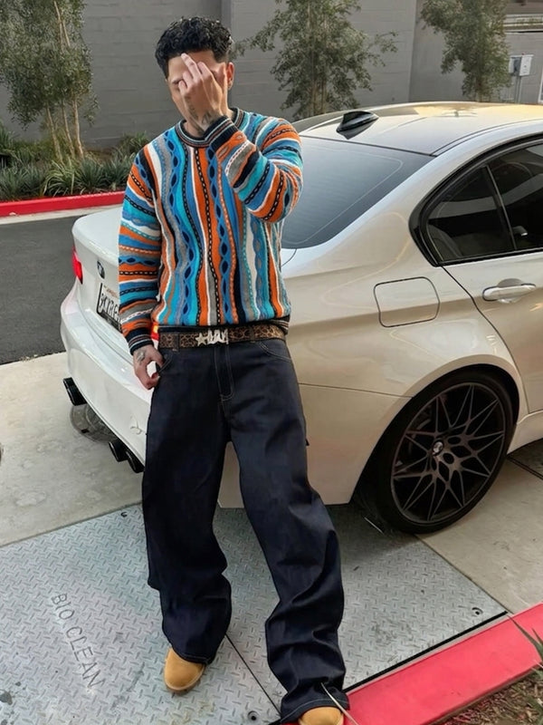 Cascallo 3D Textured Knit Sweater - Multicolor Coogi Vibe