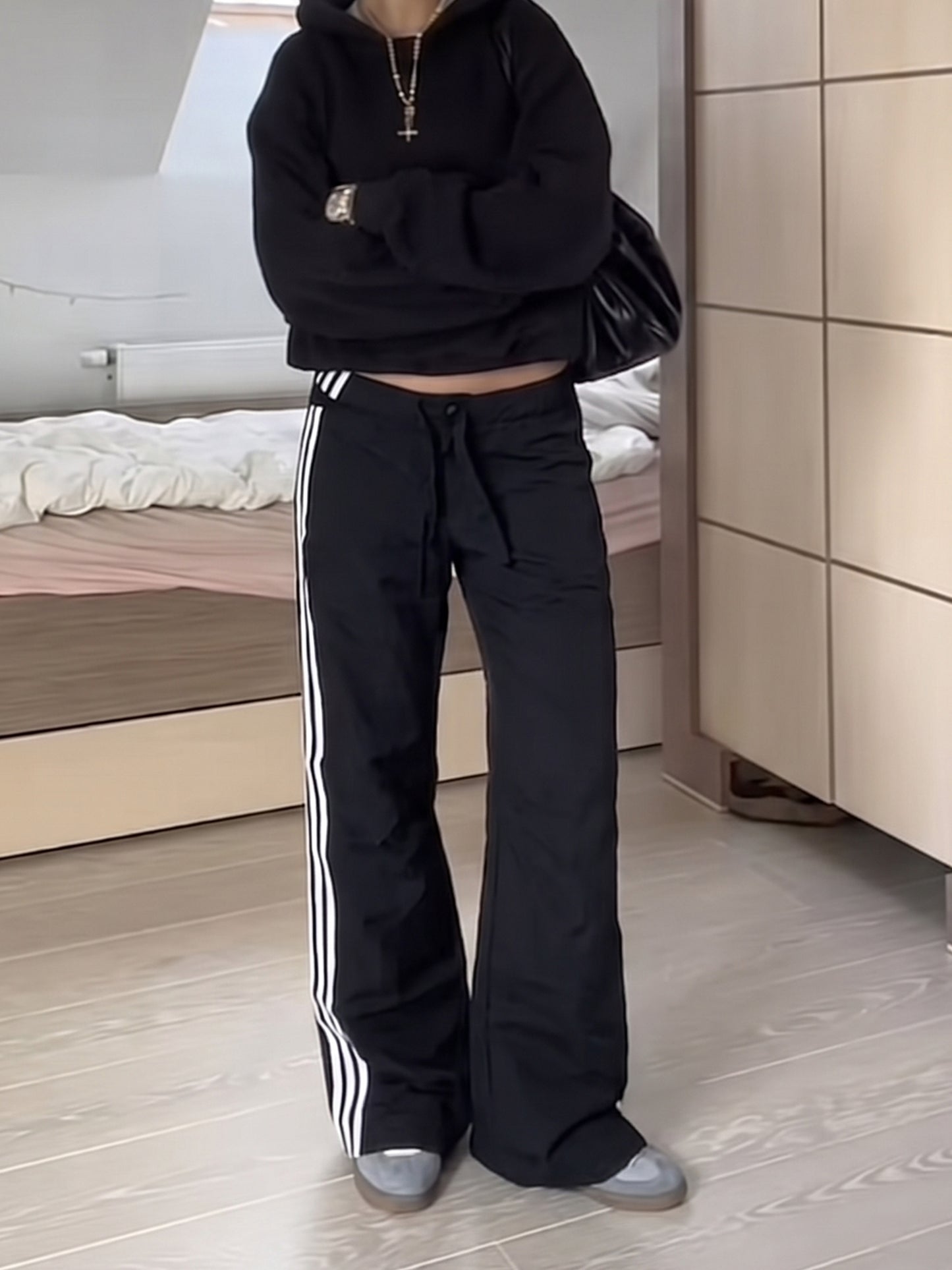 Adidas Y2K "Clima365" Low-Waist Trackpants - Black White Gorpcore