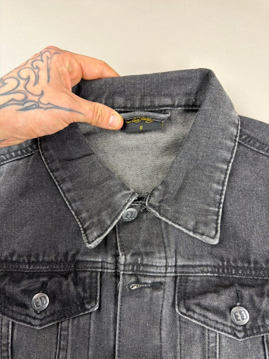 Ed Hardy Archive "Brave Hearts" Denim Jacket - Vintage Black Washed - Past Pieces