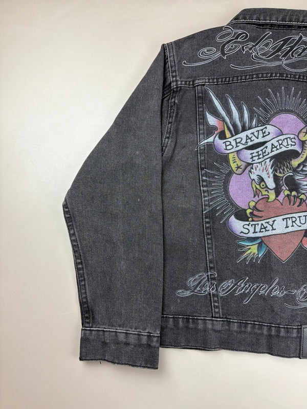 Ed Hardy Archive "Brave Hearts" Denim Jacket - Vintage Black Washed