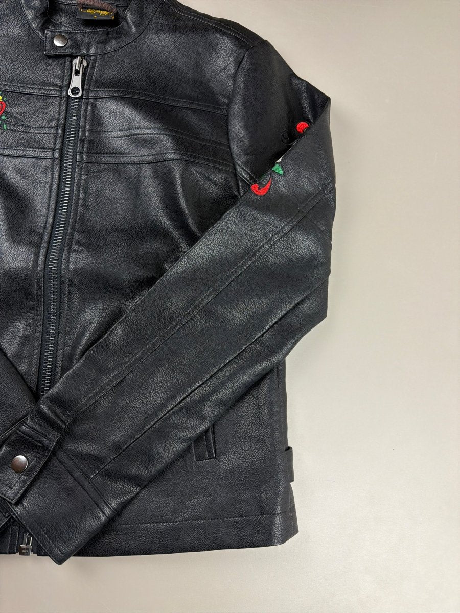 Ed Hardy Archive "Death or Glory" Embroidered PU Biker Jacket - Black - Past Pieces
