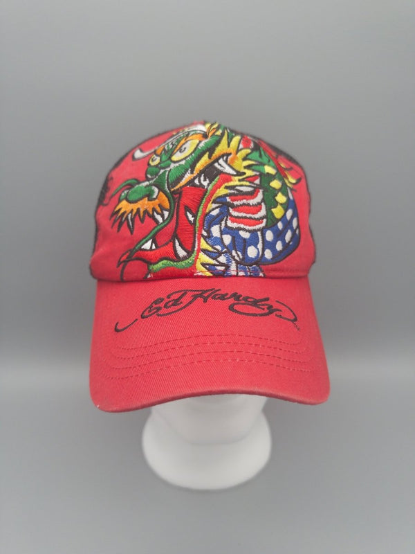 Ed Hardy Archive "Dragon" Trucker Cap - Red Y2K Tattoo Art