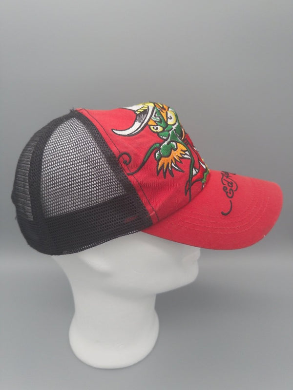Ed Hardy Archive "Dragon" Trucker Cap - Red Y2K Tattoo Art