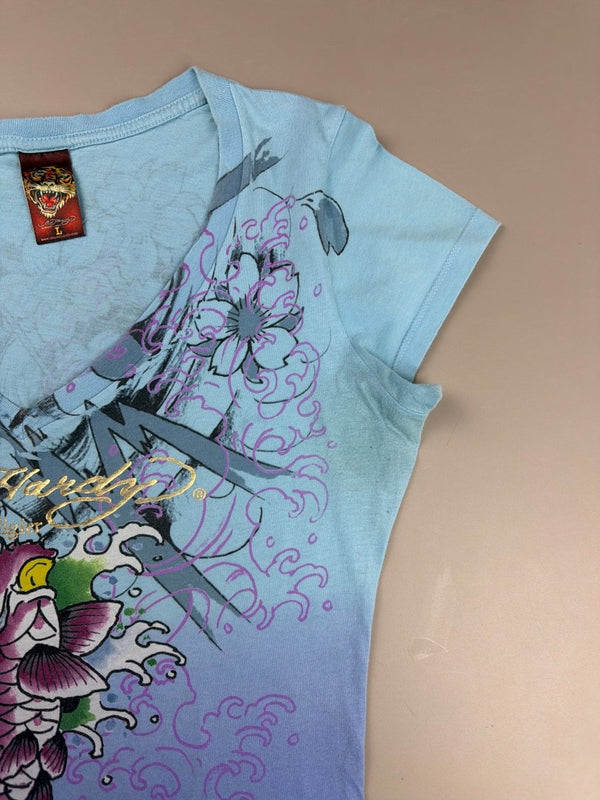 Ed Hardy Archive "Koi Fish" Tattoo Tee - Blue Purple Ombré