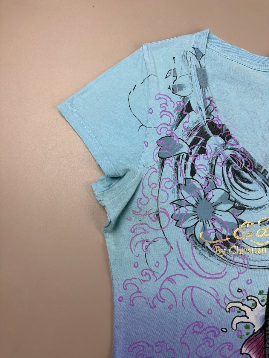Ed Hardy Archive "Koi Fish" Tattoo Tee - Blue Purple Ombré - Past Pieces