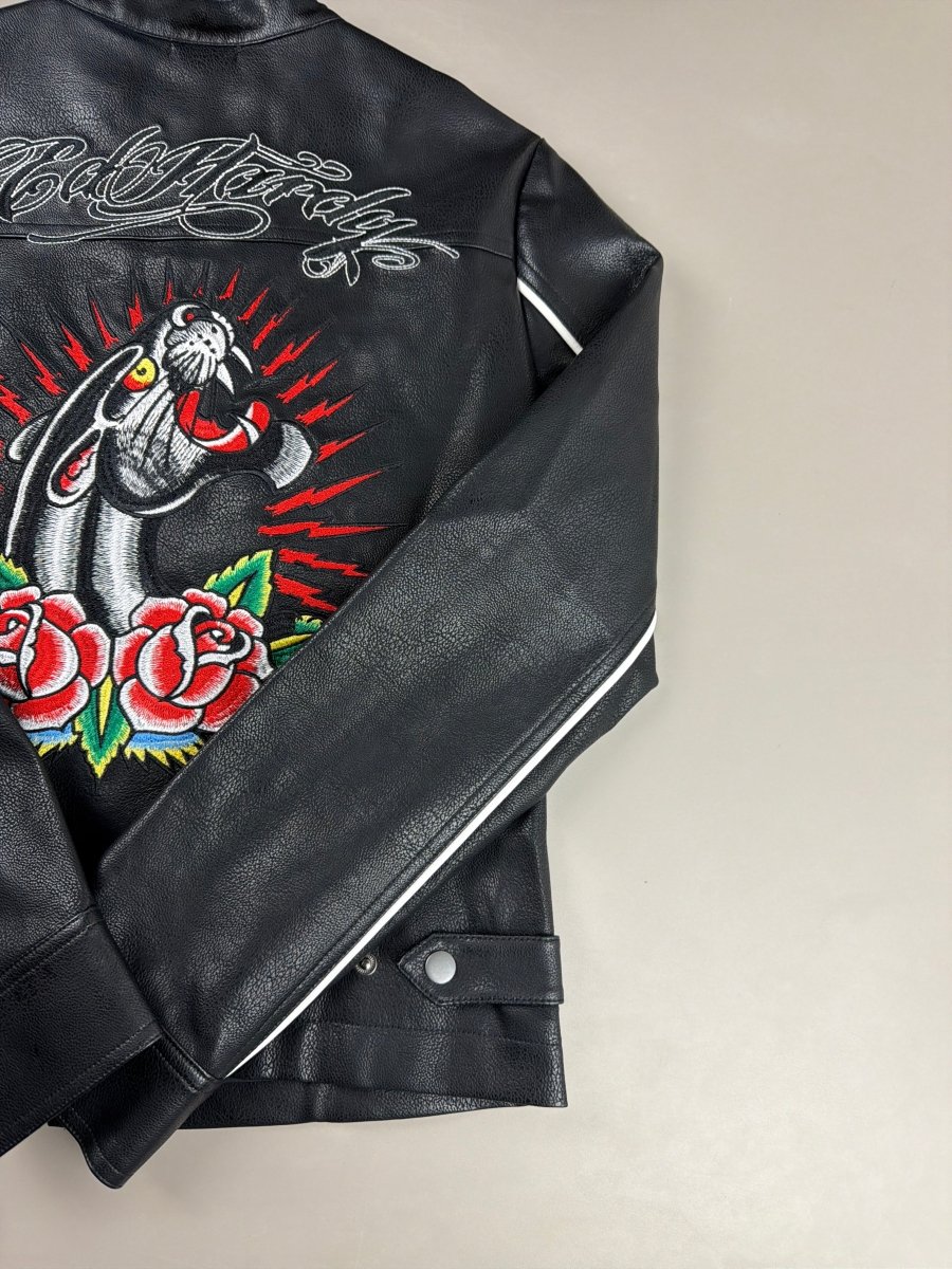 Ed Hardy Archive "Panther Lightning" Moto Jacket - Black - Past Pieces