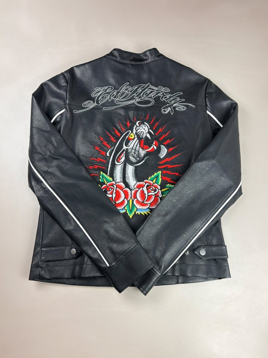 Ed Hardy Archive "Panther Lightning" Moto Jacket - Black - Past Pieces