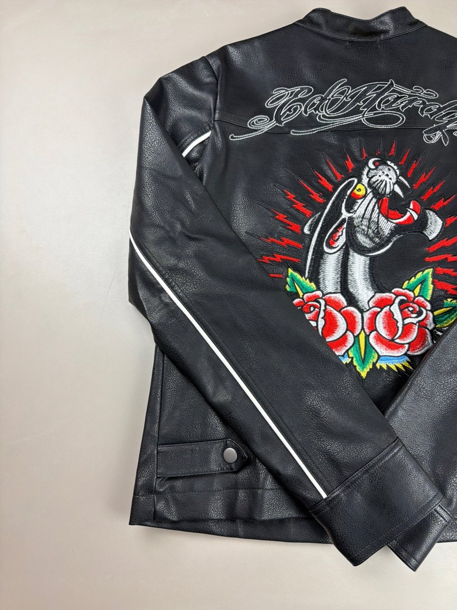 Ed Hardy Archive "Panther Lightning" Moto Jacket - Black - Past Pieces