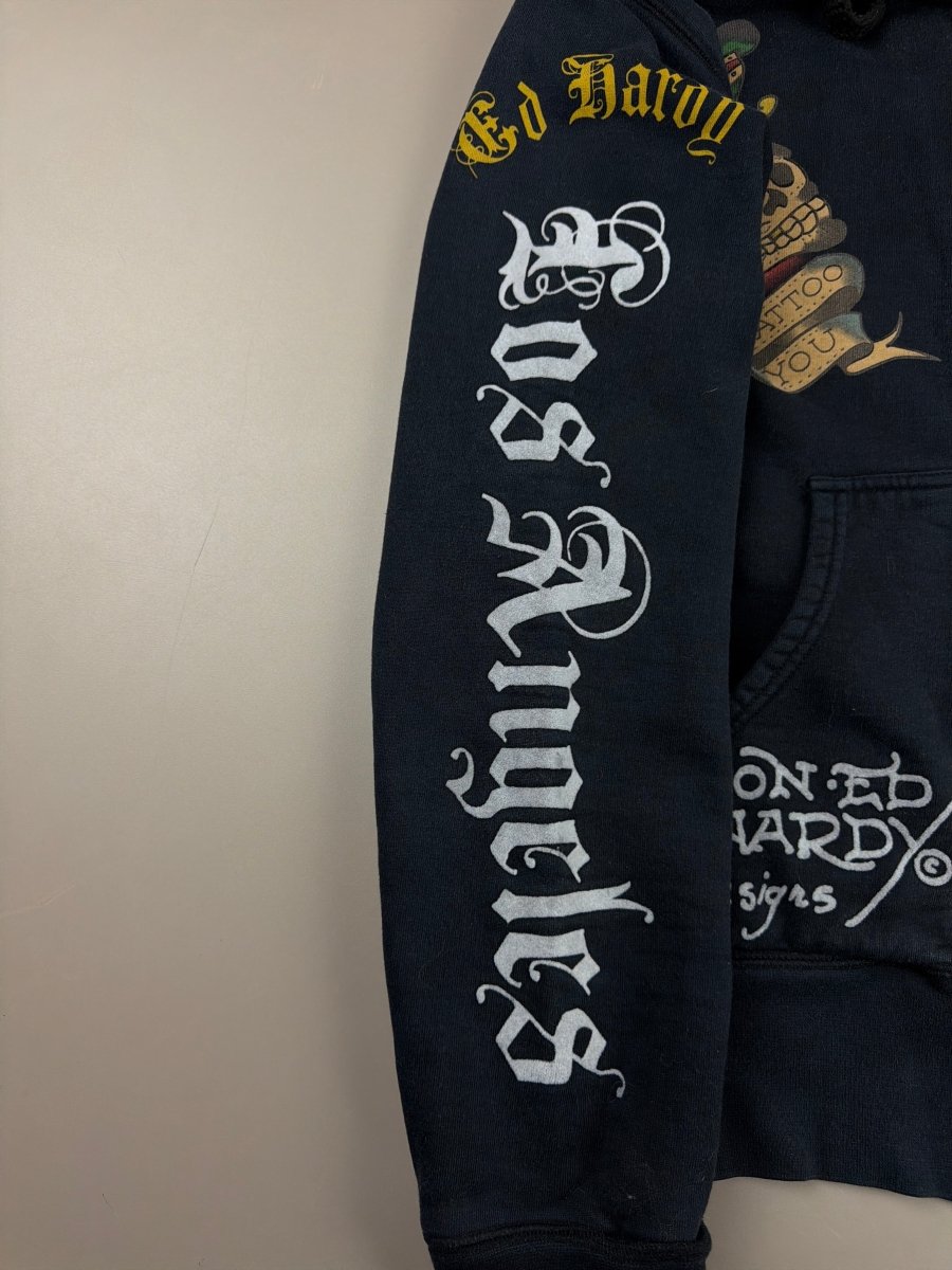 Ed Hardy Archive Rhinestone Tiger & Skull Zip - Up Hoodie - All Black - Past Pieces