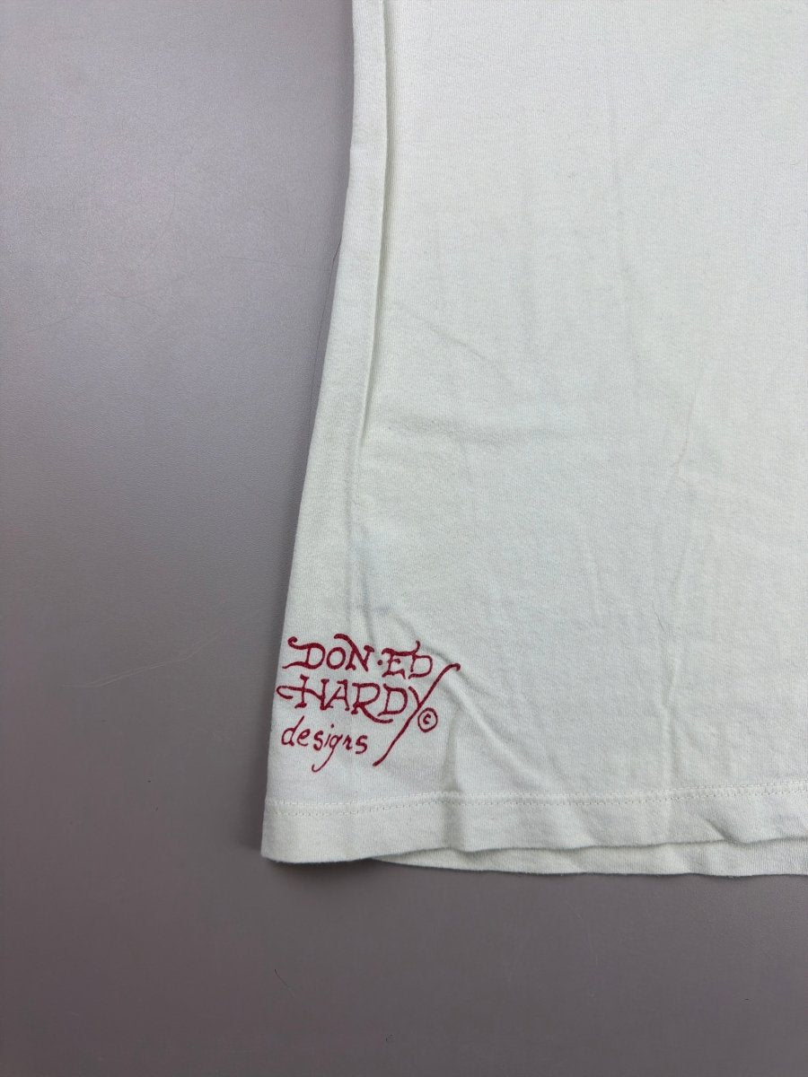 Ed Hardy Archive "Tiger Rose" Strass Tee - Cream - Past Pieces
