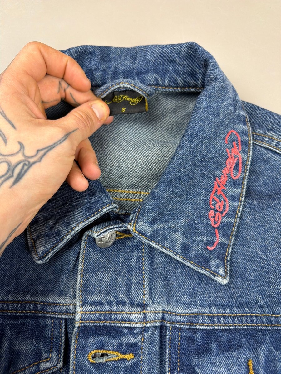 Ed Hardy Archive "True Death" Tattoo Denim Jacket - Indigo / Multi - Print - Past Pieces