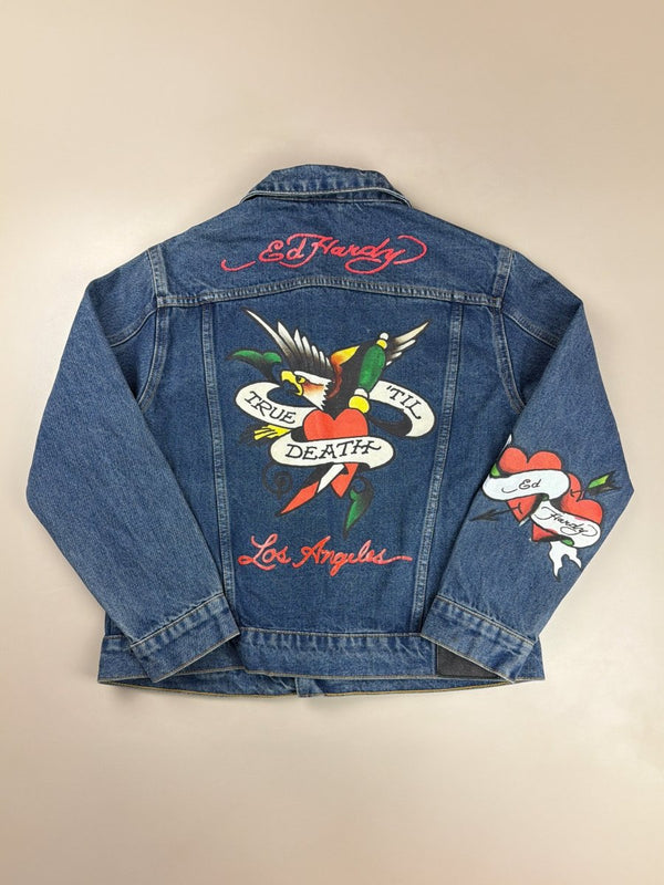 Ed Hardy Archive "True Death" Tattoo Denim Jacket - Indigo / Multi-Print