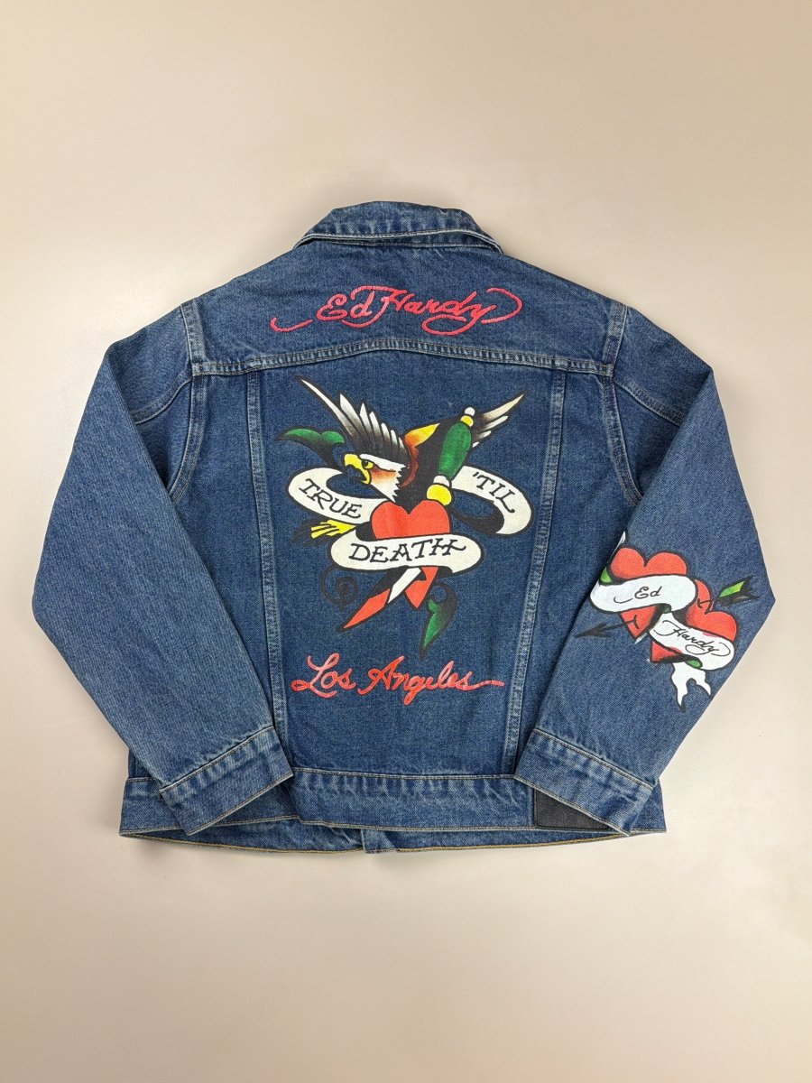 Ed Hardy Archive "True Death" Tattoo Denim Jacket - Indigo / Multi - Print - Past Pieces