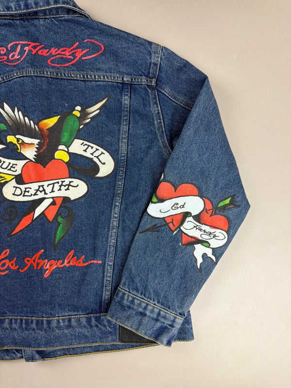 Ed Hardy Archive "True Death" Tattoo Denim Jacket - Indigo / Multi-Print