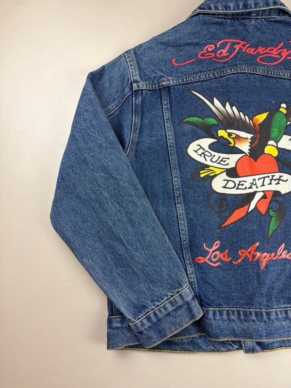 Ed Hardy Archive "True Death" Tattoo Denim Jacket - Indigo / Multi-Print