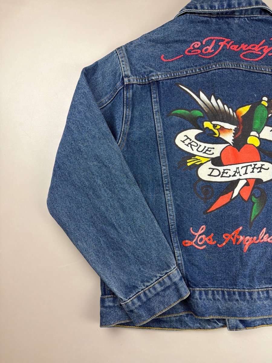 Ed Hardy Archive "True Death" Tattoo Denim Jacket - Indigo / Multi - Print - Past Pieces