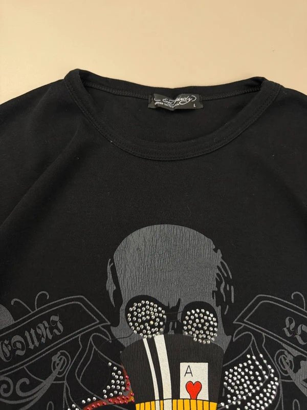 Ed Hardy by Christian Audigier Archive "Gambler Skull" Longsleeve - All Black - Past Pieces