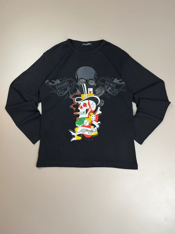 Ed Hardy by Christian Audigier Archive "Gambler Skull" Longsleeve - All Black