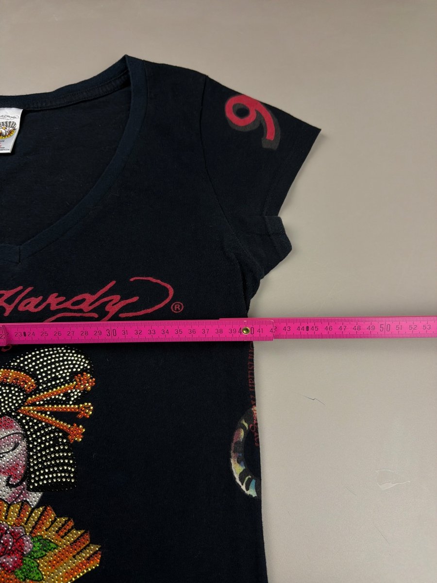 Ed Hardy by Christian Audigier Archive "Geisha" Rhinestone Tee - All Black - Past Pieces