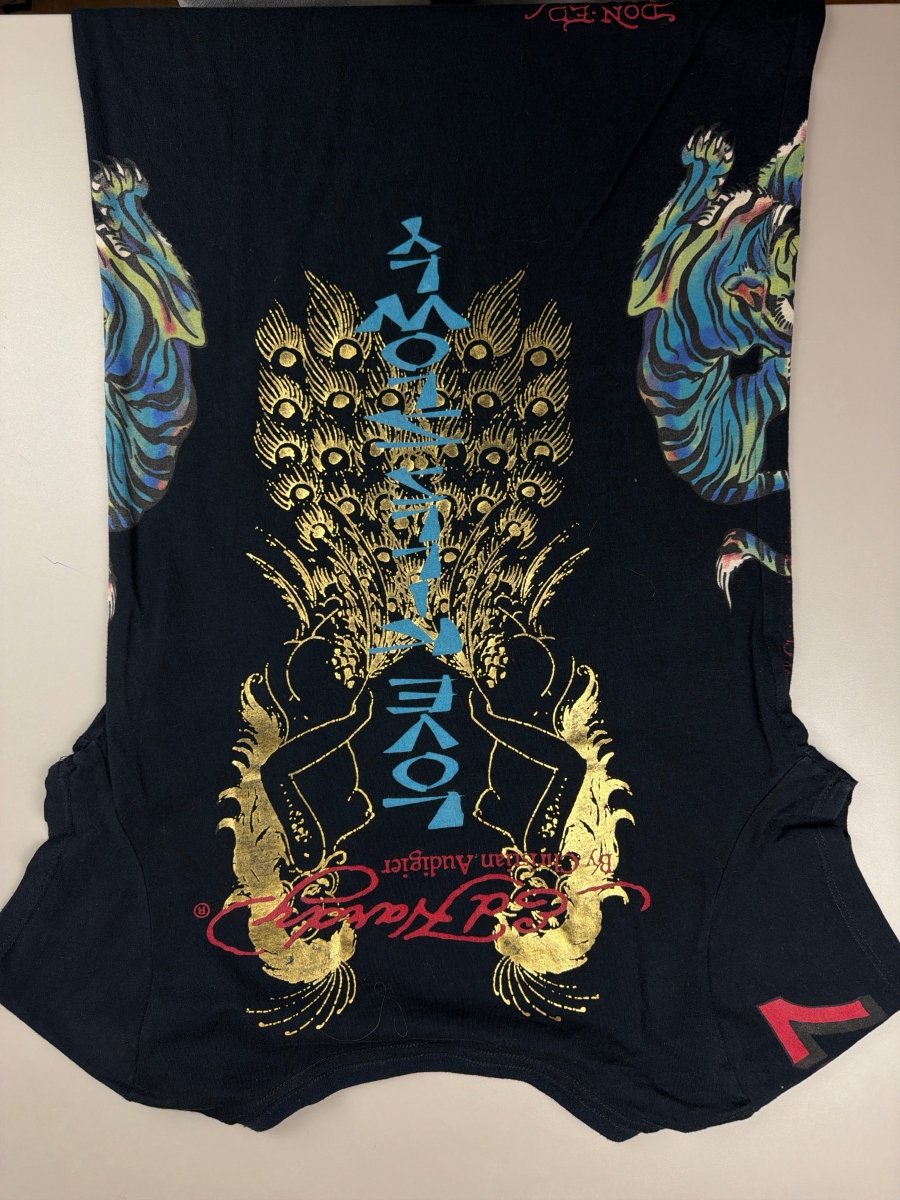 Ed Hardy by Christian Audigier Archive "Geisha" Rhinestone Tee - All Black - Past Pieces