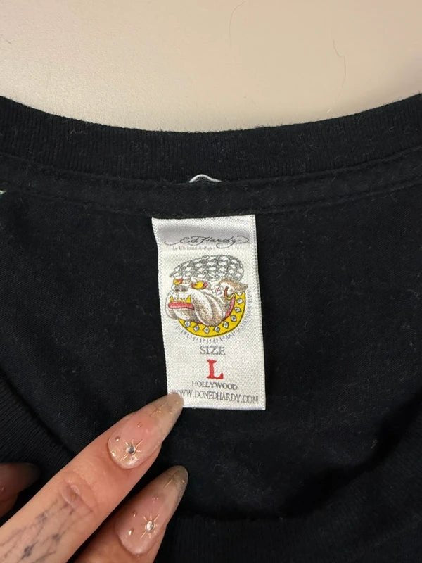 Ed Hardy by Christian Audigier Archive "Life is Gamble" Rhinestone Tee - Black - Past Pieces