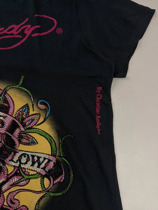 Ed Hardy by Christian Audigier Archive "Love Kills Slowly" Rhinestone Tee - Black - Past Pieces