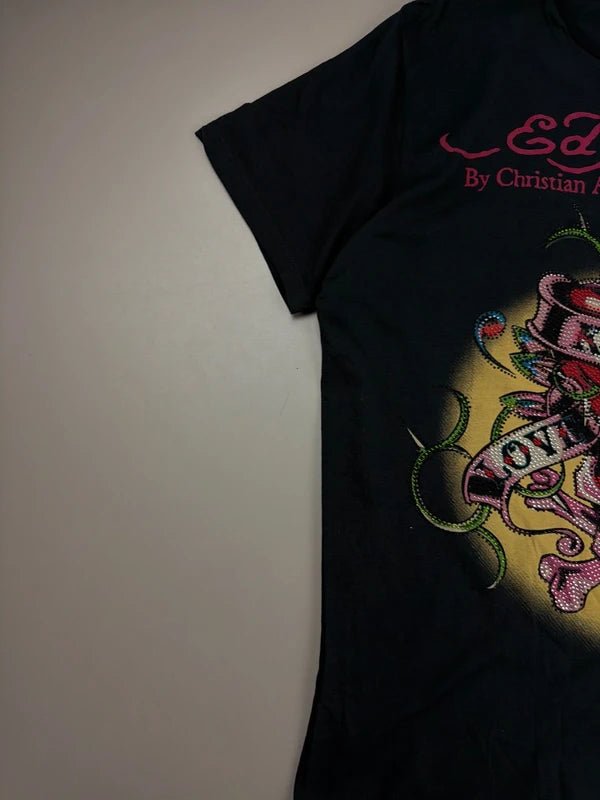 Ed Hardy by Christian Audigier Archive "Love Kills Slowly" Rhinestone Tee - Black