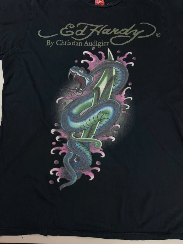 Ed Hardy by Christian Audigier Archive "Serpent Blade" Tee - Black