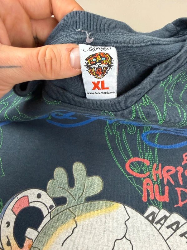 Ed Hardy by Christian Audigier Archive "Skull & Dice" Longsleeve - Y2K Rhinestone Tattoo Art - Past Pieces