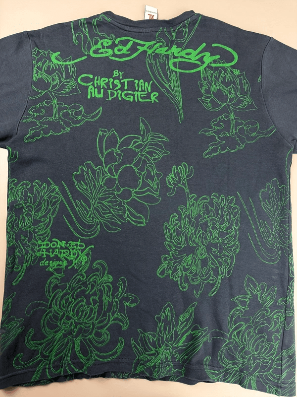 Ed Hardy by Christian Audigier Archive "Skull & Dice" Longsleeve - Y2K Rhinestone Tattoo Art - Past Pieces