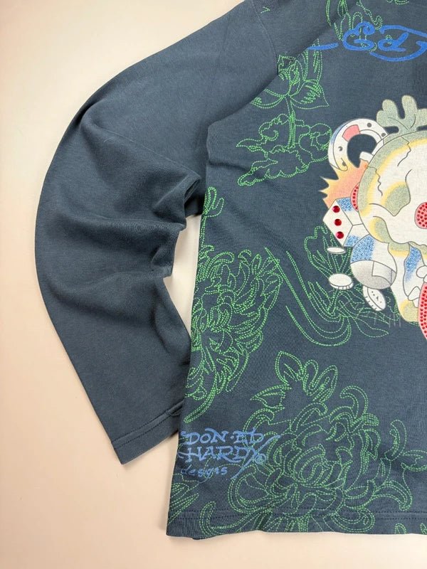 Ed Hardy by Christian Audigier Archive "Skull & Dice" Longsleeve - Y2K Rhinestone Tattoo Art