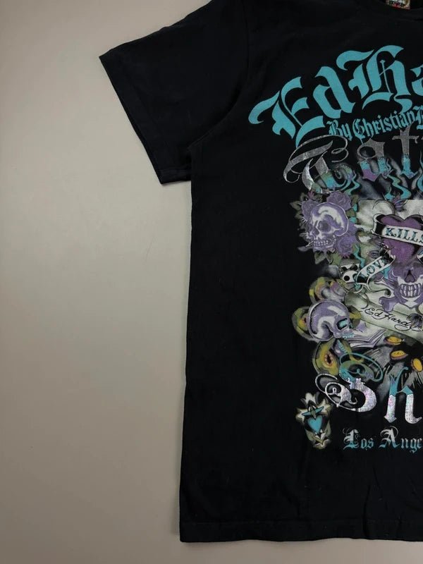 Ed Hardy by Christian Audigier Archive "Tattoo Show" Graphic Tee - Teal/Purple