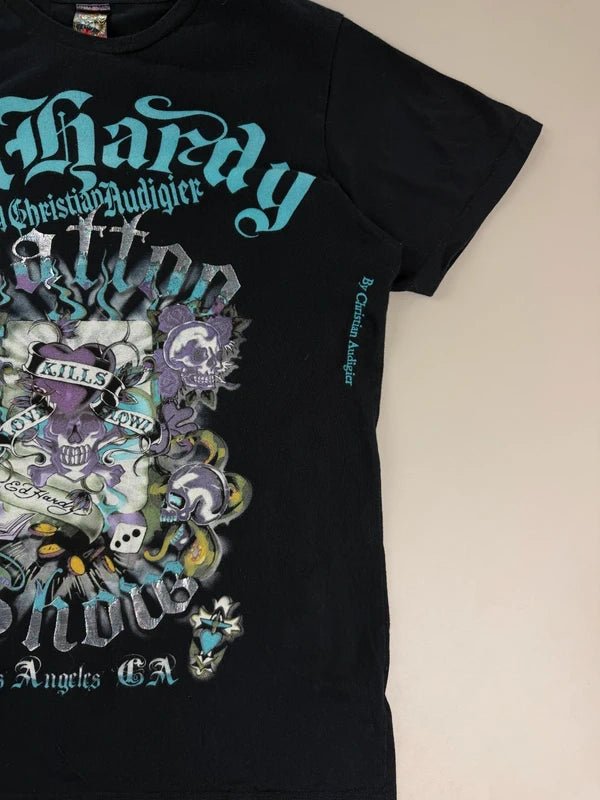 Ed Hardy by Christian Audigier Archive "Tattoo Show" Graphic Tee - Teal/Purple - Past Pieces