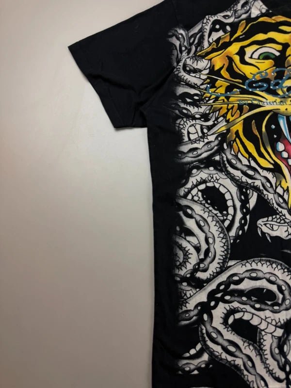 Ed Hardy by Christian Audigier Archive "Tattoo Tiger" Graphic Tee - Black / Rhinestone - Past Pieces