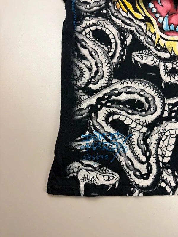 Ed Hardy by Christian Audigier Archive "Tattoo Tiger" Graphic Tee - Black / Rhinestone - Past Pieces